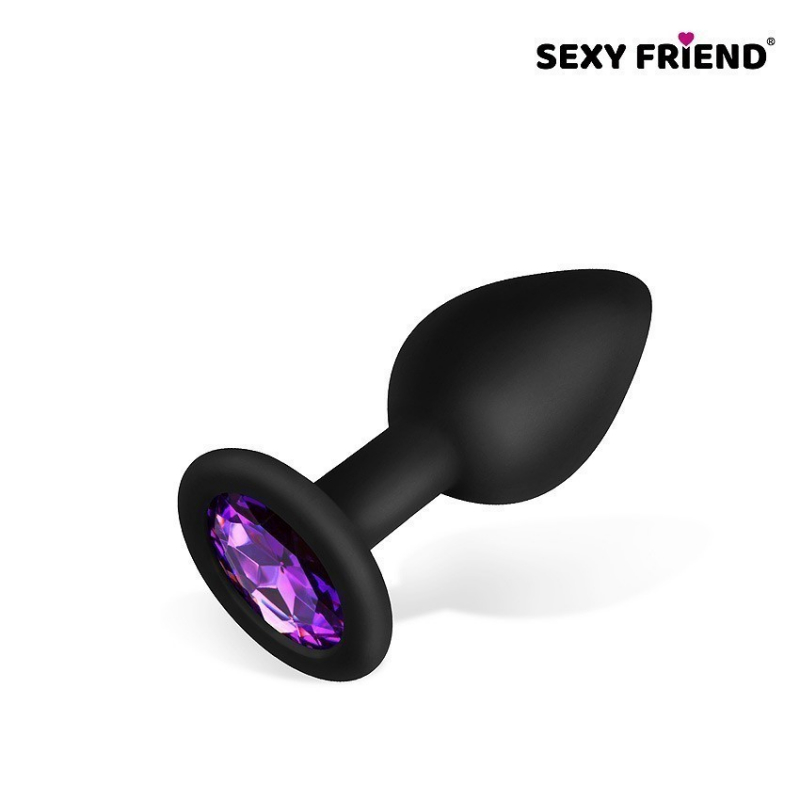 Пробка с фиолетовым кристаллом "Sexy Friend" черная, S 