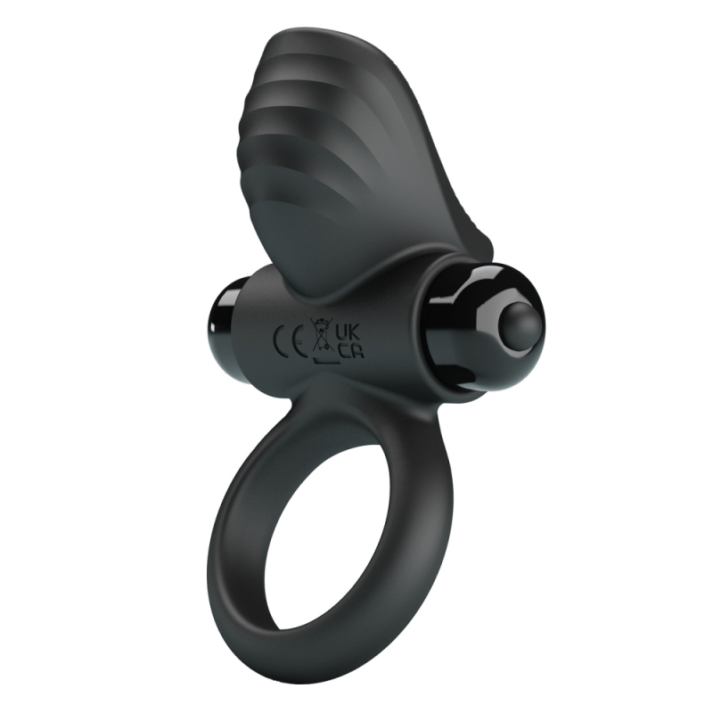 Кольцо эрекционное с большим клиторальным стимулятором"Pretty Love" с вибрацией, черное 